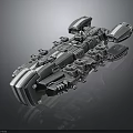 Silver Cosmic Spaceship Model With Complex Structure And Futuristic Astronautical Design