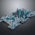 Detailed Modern Urban City 3D Model with High Rise Buildings and Architecture