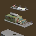 Wall Mounted Shelves With Tissue Box Eyeglasses And Mobile Phone On Light Beige Wall