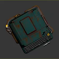 Vintage Arcade Style Computer With Green Red Design Keyboard Screen And Antennas
