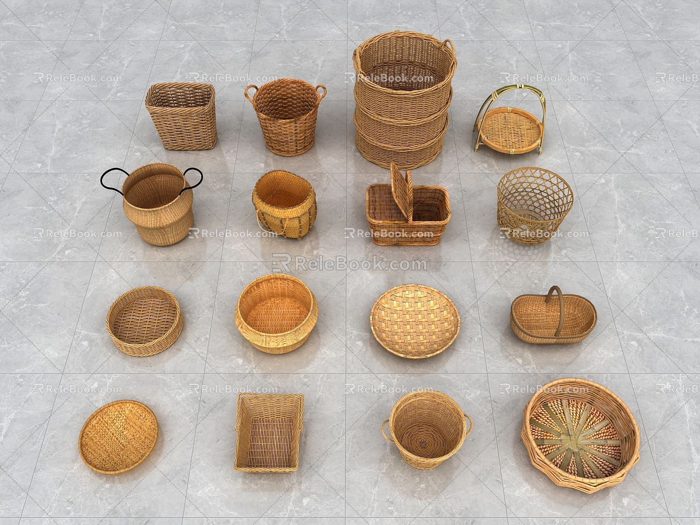 Woven Basket Bamboo Basket Bamboo Basket Bamboo Basket model