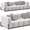 Modern Sectional Sofa with Checkerboard Cushions Segmented Seats and Wooden Legs