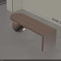 Wabi Sabi Wooden Stool With Curved Seat And Spherical Support In Minimalist Interior