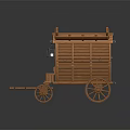 Vintage Wooden Cart With Classic Design On Grassy Ground And Dirt Trail
