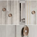 Elegant Modern Sofa Background Wall With Textured Panels And Round Decorative Lights
