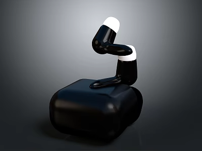 Modern Sleek Black Computer Monitor Stand With Curved Arm And White Accents 3d model