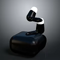 Modern Sleek Black Computer Monitor Stand With Curved Arm And White Accents