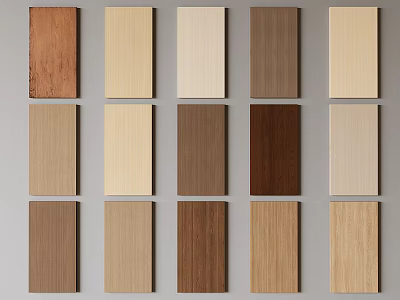 Variety Of Wooden Wall Panels With Diverse Finishes And Textures 3d model