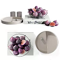 Fresh Purple Figs Halved And Whole In Glass Bowl With Books And Ceramic Plate