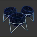 Modern Decorative Furniture With Three Black Bowls On Golden Stands
