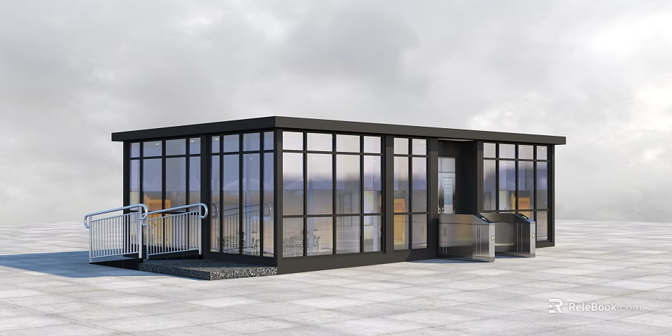 Modern Hospital Building With Large Glass Windows And Accessible Exterior Entrance Design 3d model 