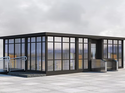 Modern Hospital Building With Large Glass Windows And Accessible Exterior Entrance Design 3d model