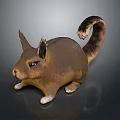 Brown Squirrel-like Animal With Bushy Tail Pointed Ears White Paws 3D Figurine On Gray Background