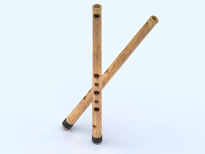 High Quality Musical Instruments Art Tools with Wooden Flutes Brushes and Paints 3d model