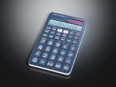 Sharp Scientific Calculator With Digital Display For Trigonometric Math Operations 3d model