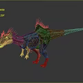Colorful Dinosaur With Spiked Back Open Mouth Detailed Texture
