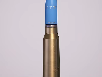 Military Brass Shell With Blue Top TECH Label And HE 40MM Marking 3d model