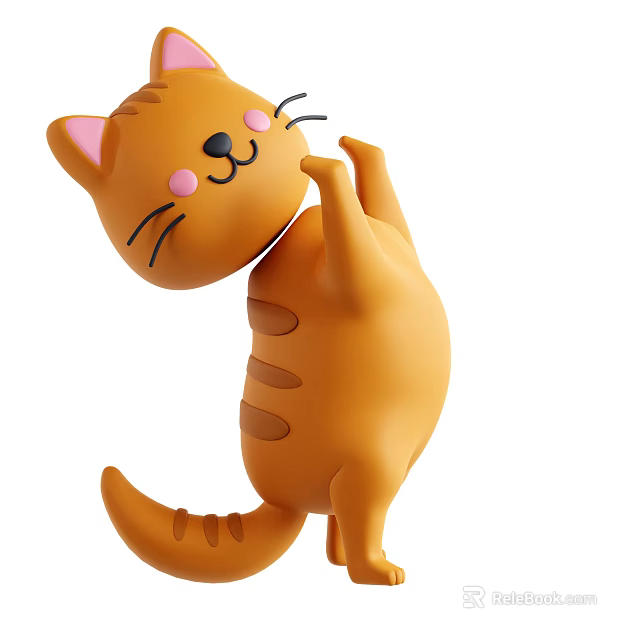 Orange Reptile Figurine Standing Upright With Striped Body And Pink Cheeks 3d model 