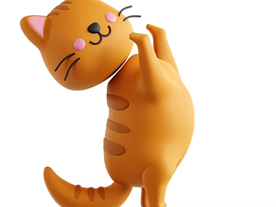 Orange Reptile Figurine Standing Upright With Striped Body And Pink Cheeks 3d model