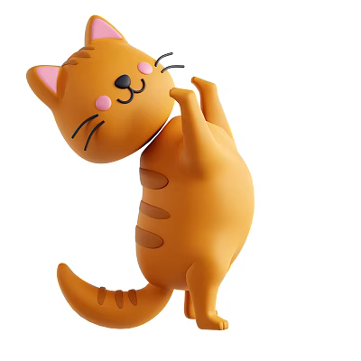 Orange Reptile Figurine Standing Upright With Striped Body And Pink Cheeks 3d model