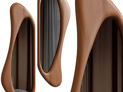 Unique Irregular Shaped Mirrors With Wooden Frames 3d model