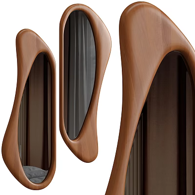 Unique Irregular Shaped Mirrors With Wooden Frames 3d model