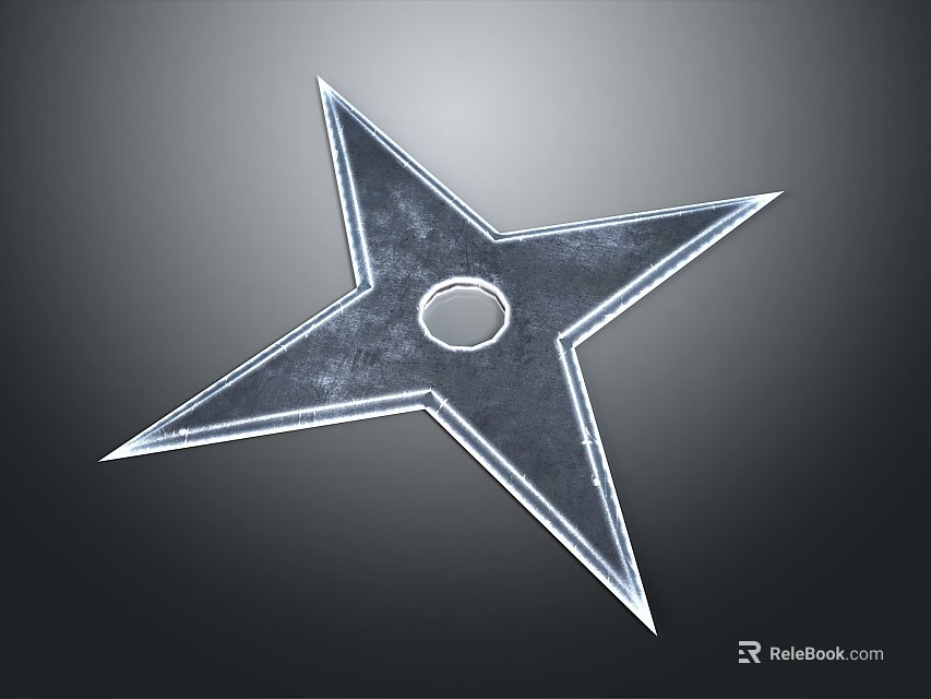 Star Shaped Metal Shuriken Weapon With Sharp Blades And Central Hole 3d model 