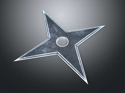 Star Shaped Metal Shuriken Weapon With Sharp Blades And Central Hole 3d model