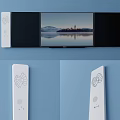 Modern Wall Mounted TV Displaying Scenic Landscape With Side Speaker Panels