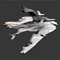 White Sci Fi Spaceship Model With Intricate Wings And Red Orange Engines 3d model