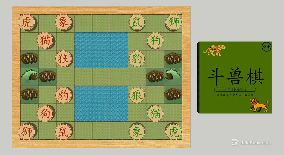 Traditional Animal Chess Board Game with Various Animal Pieces for Entertainment Play 3d model 