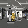 Modern Fashion Clothing Store Interior With Mannequins Clothing Displays And Lighting Fixtures