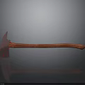 Red Textured Handle Axe Placed On Black Surface With Clear Reflection