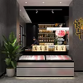 Stylish Modern Restaurant Interior With Chef At Bar Counter And Wine Racks