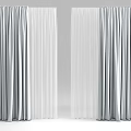 Gray Curtains With White Sheer Panels For Modern Home Window Decor