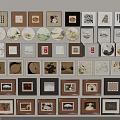 Gallery Wall Decor With Various Frames And Mixed Art Prints Arrangement 3d model