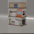 Modern Column Mounted Shelving Unit With Multiple Tiers For Books And Boxes 3d model