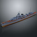 Detailed Warship 3D Model Showcasing Deck Armament Systems and Hull Design Features 3d model