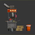 Mobile Malatang Street Food Cart With Cooking Equipment Ingredients And Red Signboard