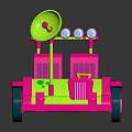 Pink And Green Toy Car Shaped Kids Furniture With Two Seats Lights And Decorative Wheels