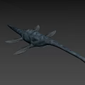 Realistic Plesiosaur Game Movie Character With Extended Neck Open Jaws And Fins