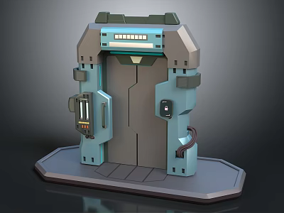 Futuristic Tech Inspired Furniture Cabinet With Control Panel Display Screen And Platform Base 3d model