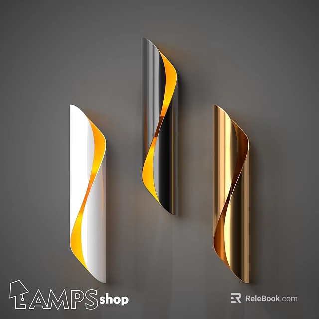 Modern Curved Wall Lamps in White Black Gold Metallic Design for Home Decor 3d model 