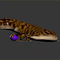 3D Rendered Brown Spotted Aquatic Animal With Purple Balls On Gray Gradient Background