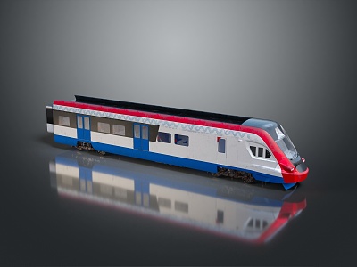 modern light rail train high-speed rail 3d model