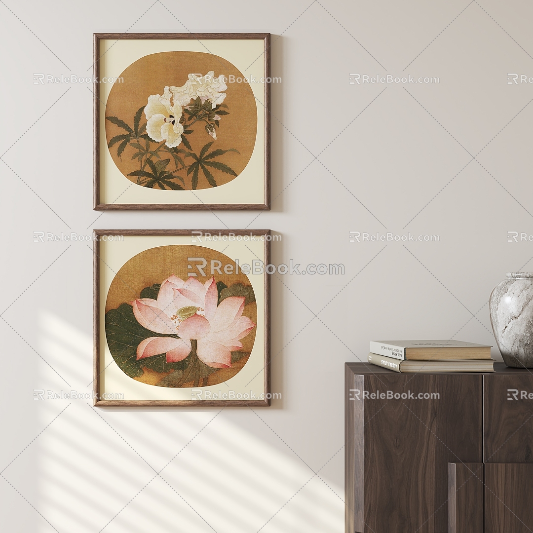 New Chinese Flower Hanging Painting 3d model