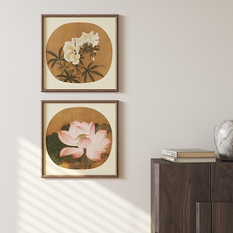 New Chinese Flower Hanging Painting 3d model