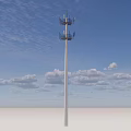 Tall Industrial Communication Tower With Antennas Under Blue Sky And Clouds