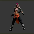 Pink Haired Character In Leather Jacket With Red Sash And Combat Stance