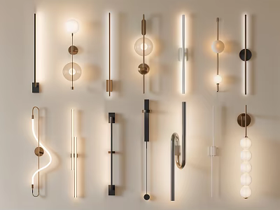 Modern Stylish Wall Lamps With Various Designs And Decorative Lighting 3d model